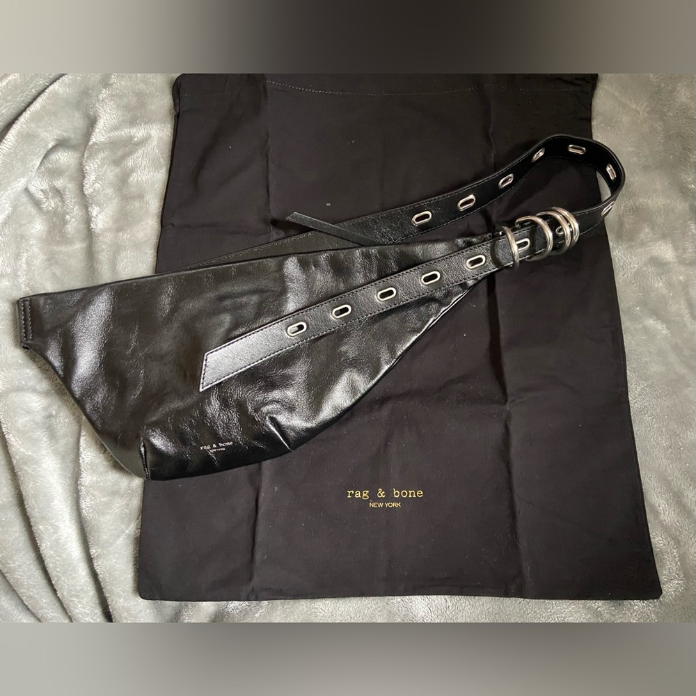 NWT RAG & BONE PETRA SLING - BLACK LEATHER/SILVER HARDWARE